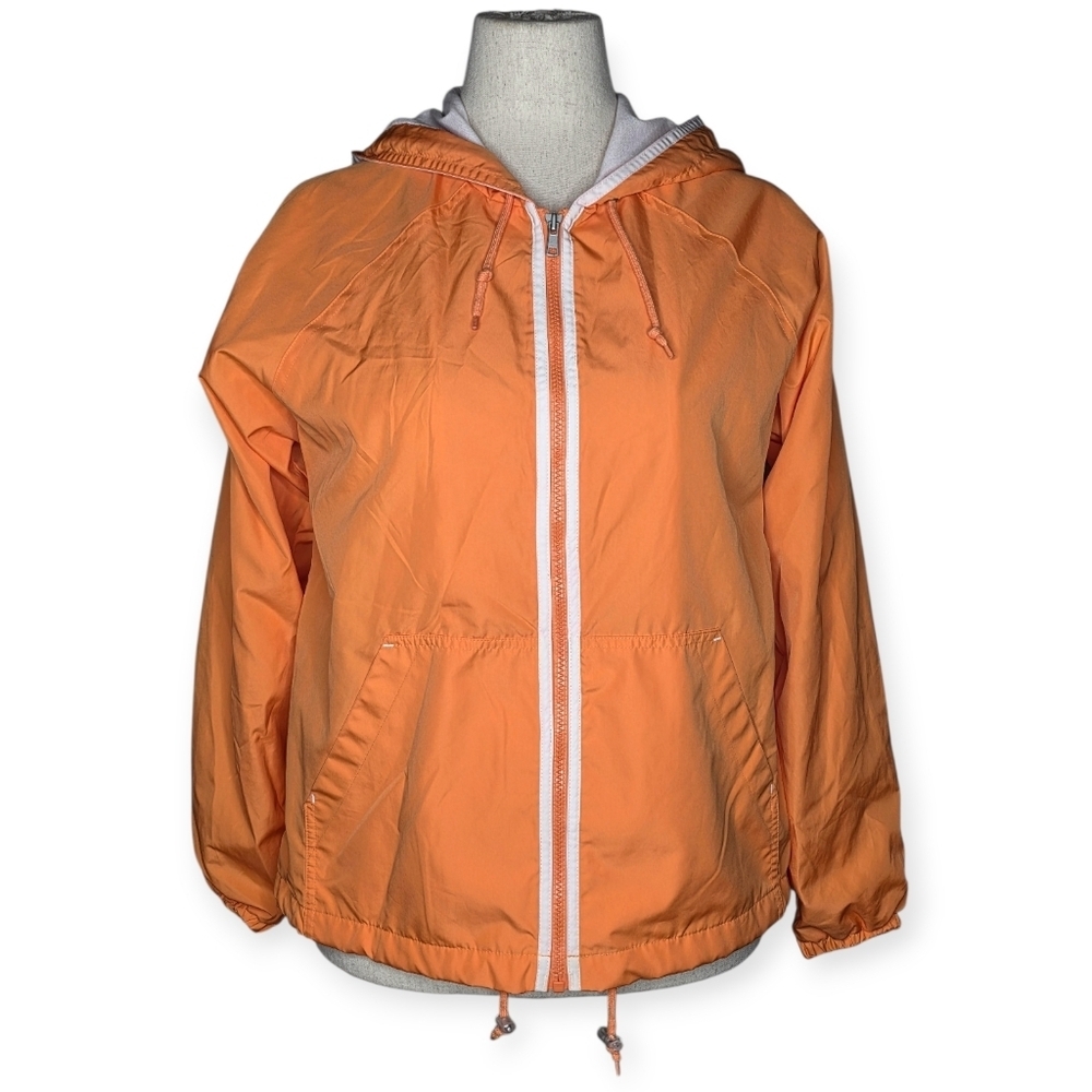 Eddie Bauer Orange Hooded Windbreaker Jacket Women’s Medium Lightweight